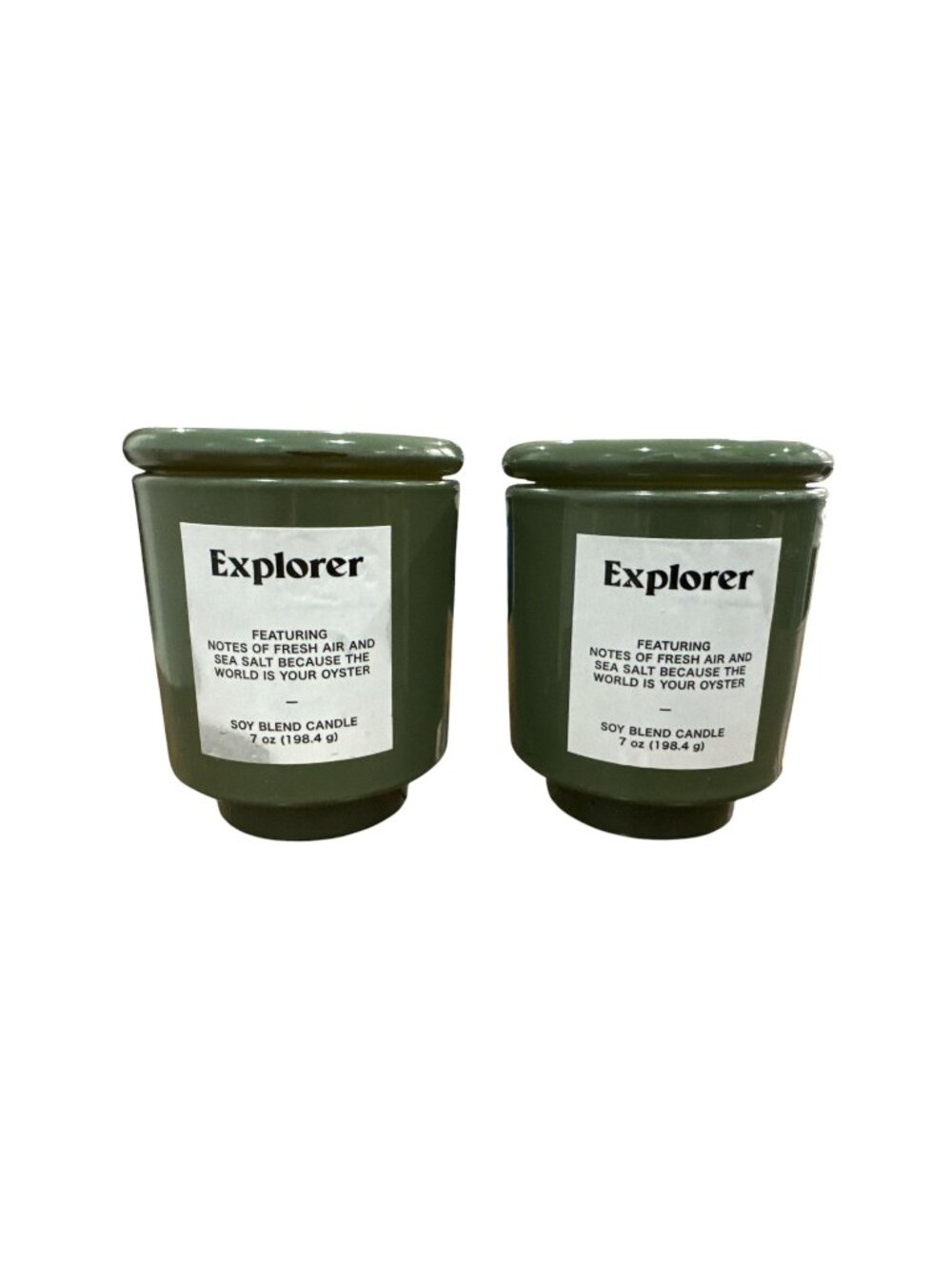 Explorer Soy Blend Candle 7oz Green Jar Set Of 2 Fresh Air & Sea Salt Scented